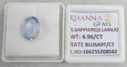 4.96/CT Natural Blue Sapphire with Govt Lab Certificate-16625S208562